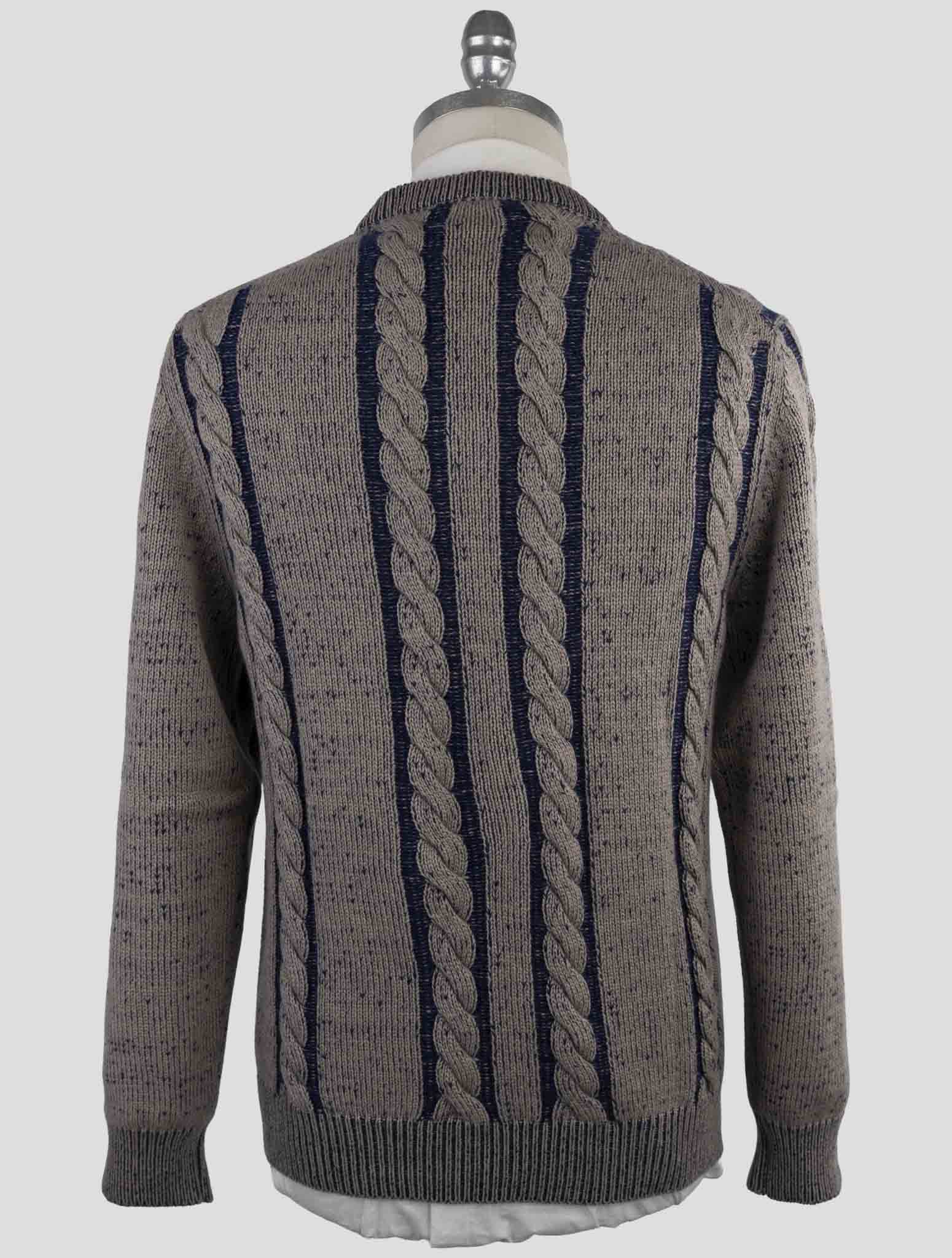 Kiton Brown Blue Cashmere Sweater V-Neck