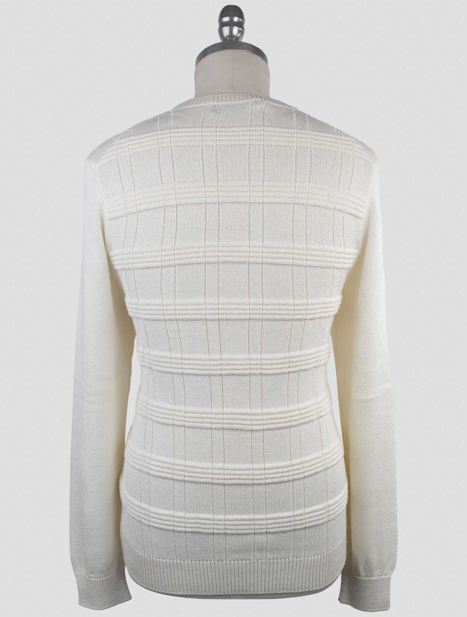 Kiton White Silk Cotton Sweater Crewneck