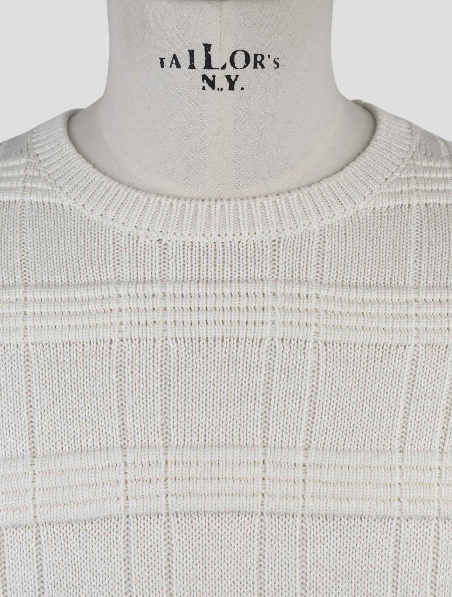 Kiton White Silk Cotton Sweater Crewneck
