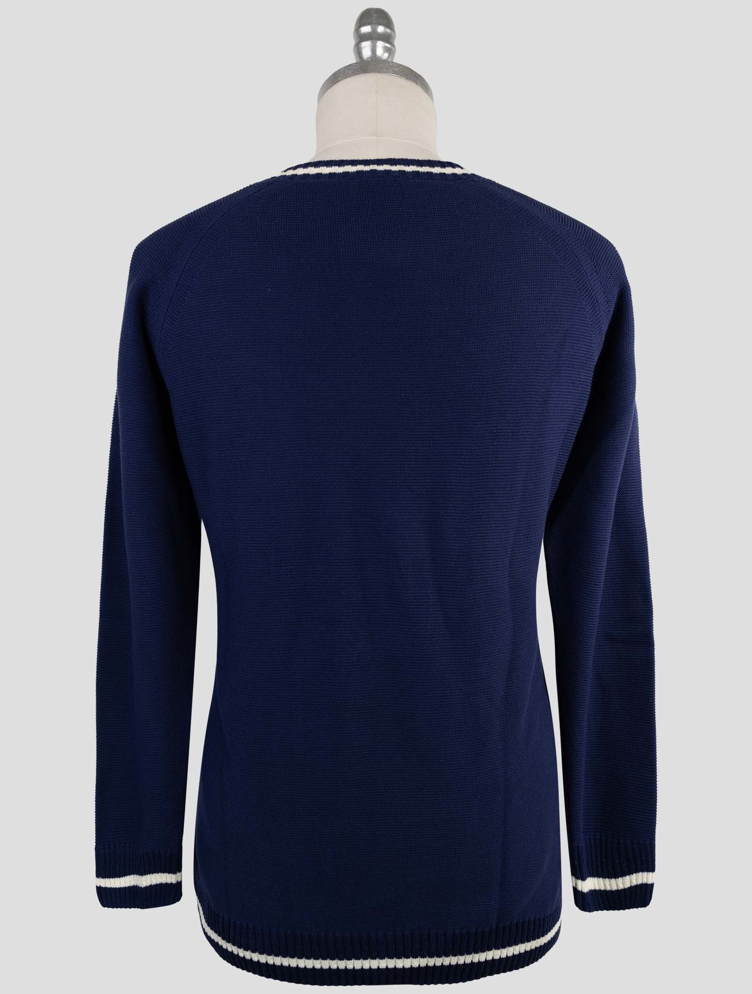 Kiton Blue Cotton Sweater Crewneck