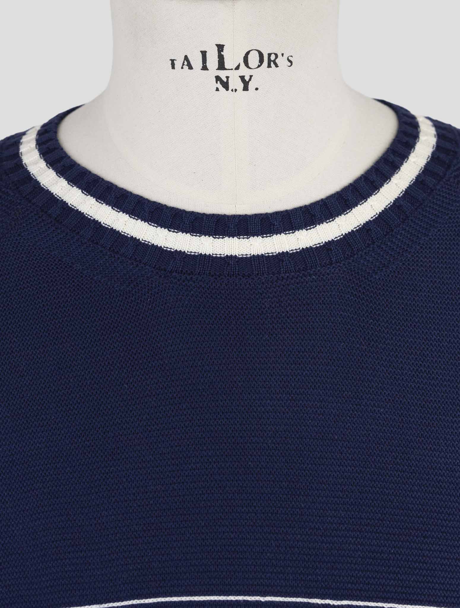 Kiton Blue Cotton Sweater Crewneck