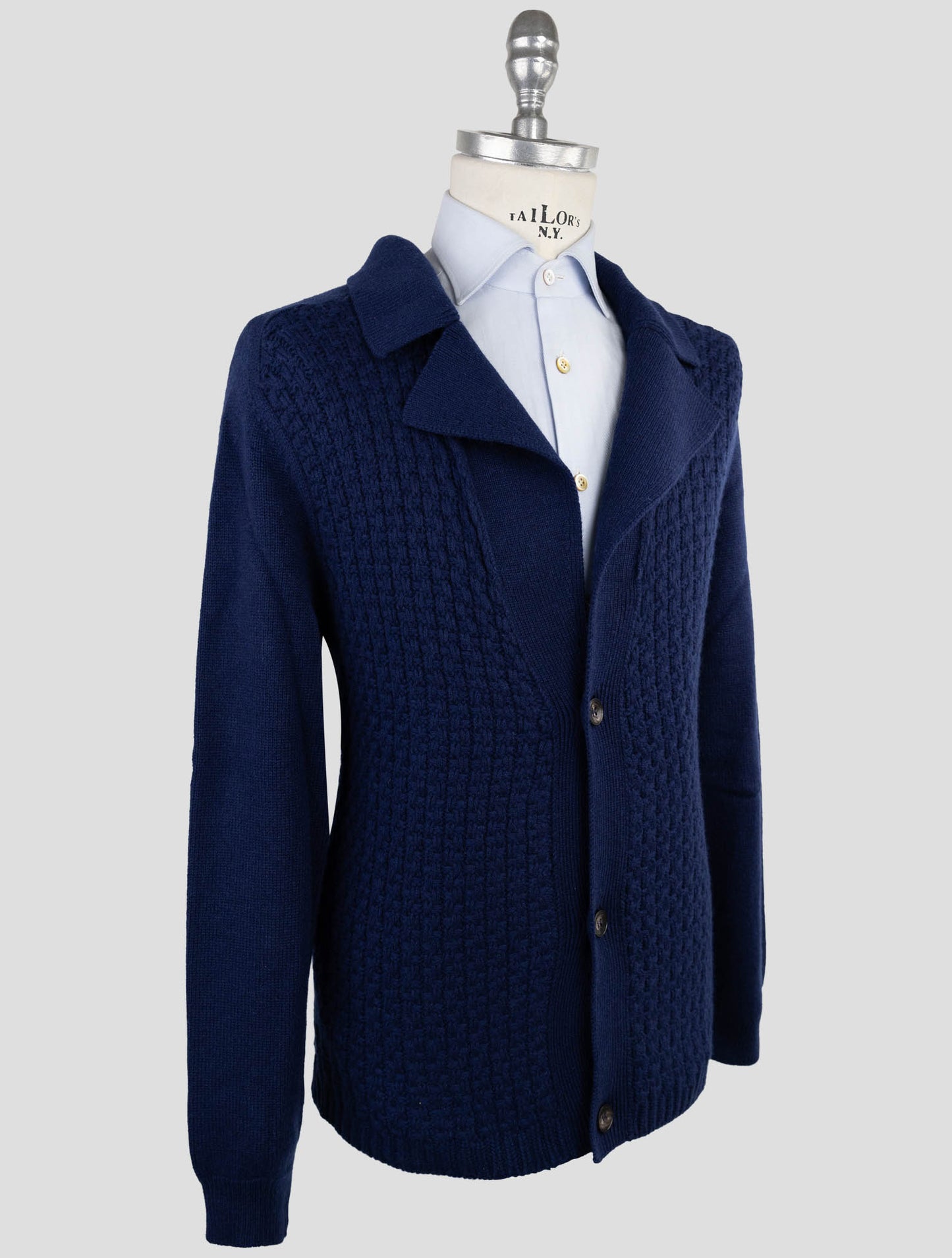 Kiton Blue Cashmere Sweater Cardigan