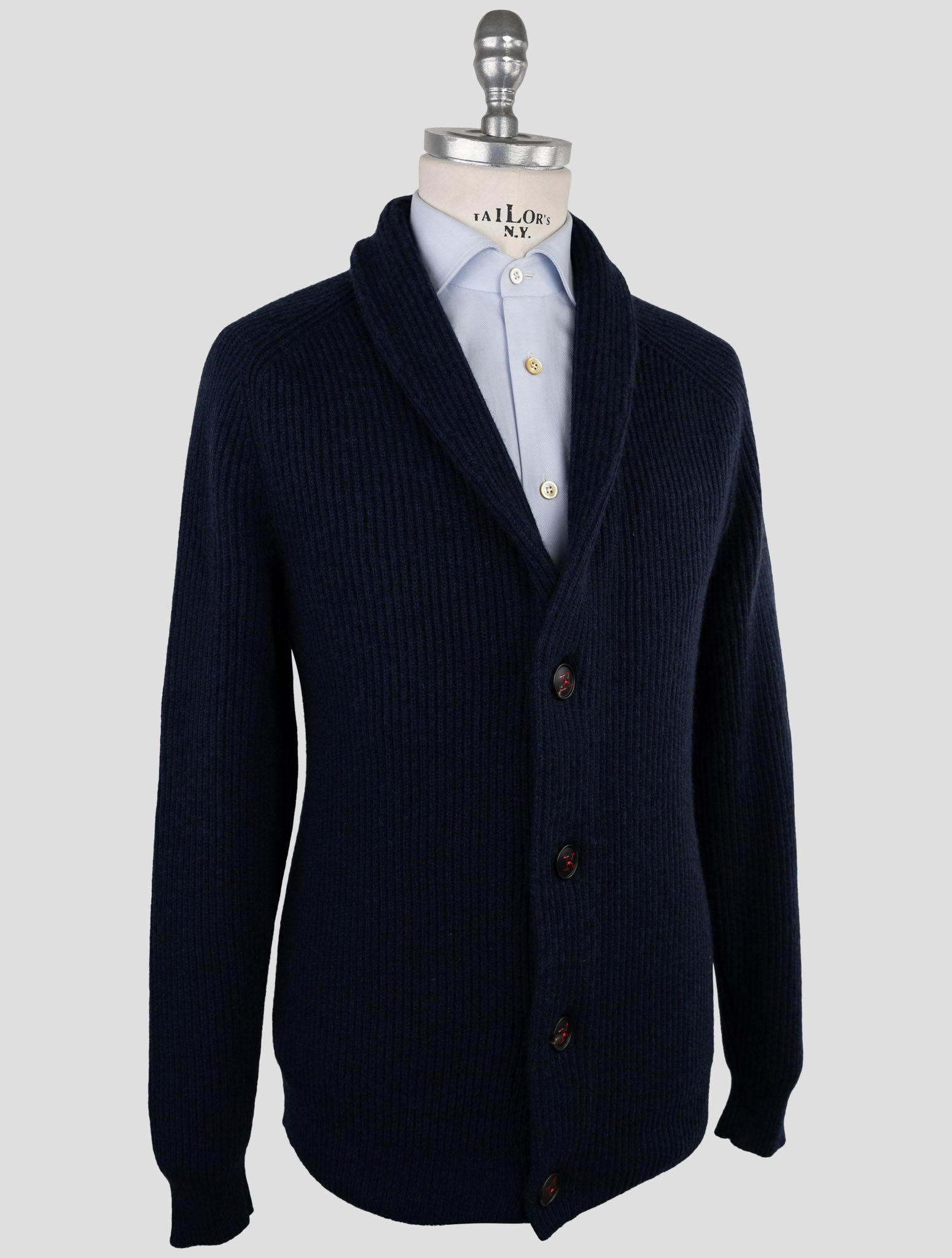 Kiton Blue Cashmere Sweater Cardigan