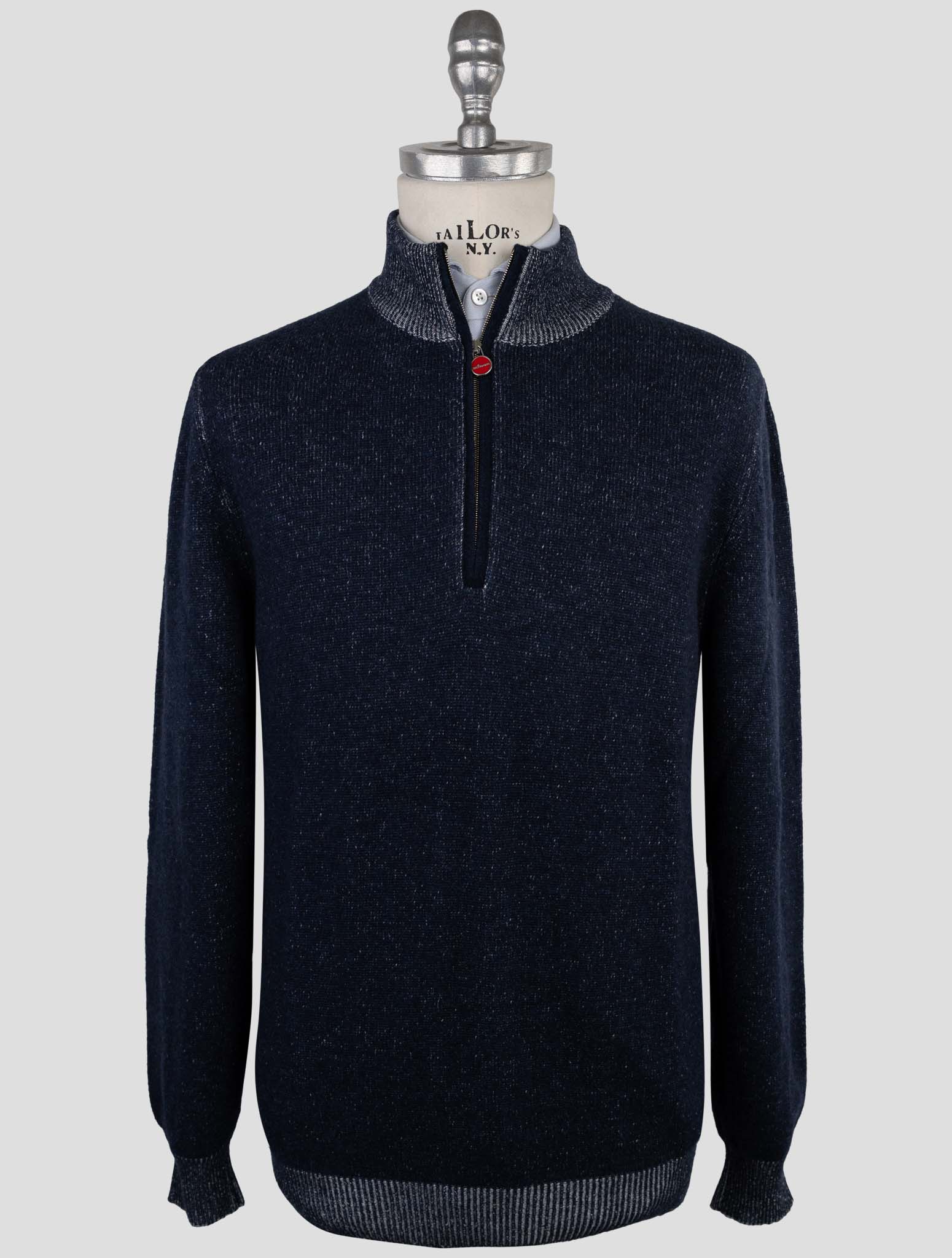 Kiton Blue Cashmere Sweater Full Zip