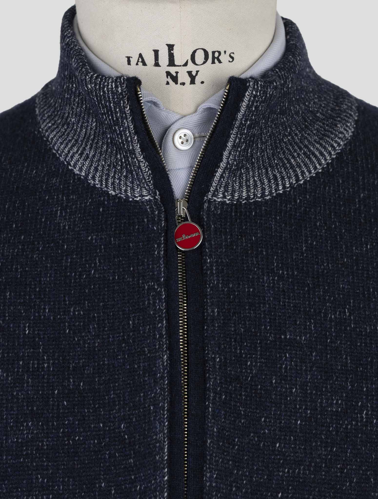 Kiton Blue Cashmere Sweater Full Zip