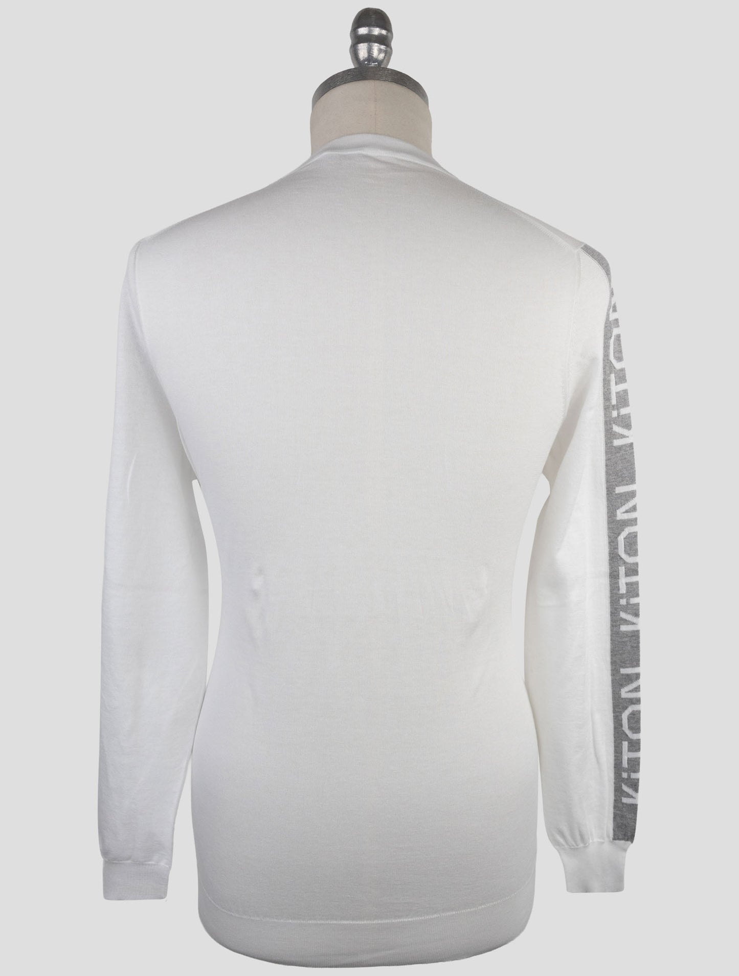 Kiton White Cotton Sweater Crewneck