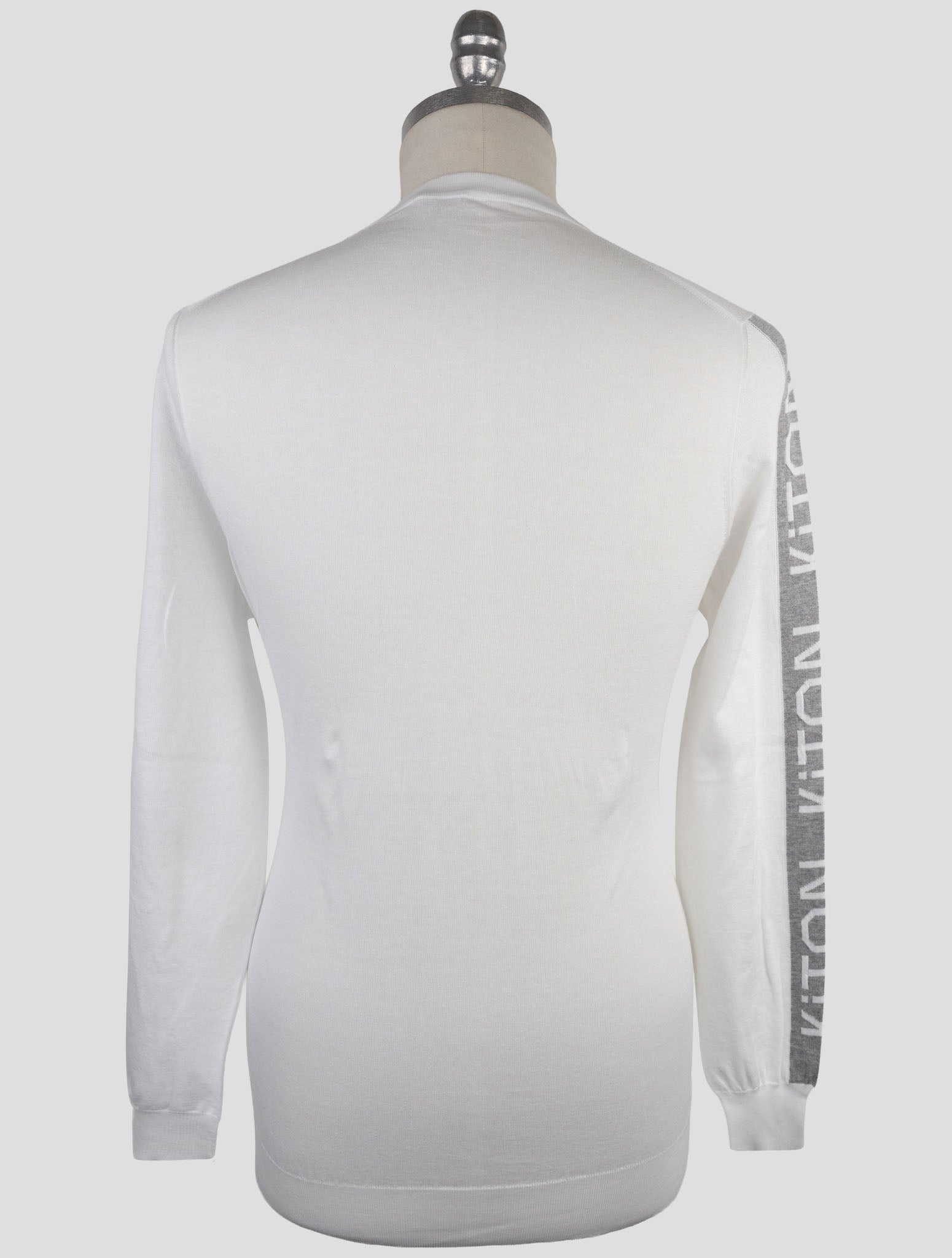 Kiton White Cotton Sweater Crewneck