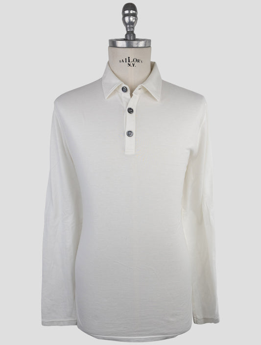 Kiton White Cotton Cashemere Sweater Polo