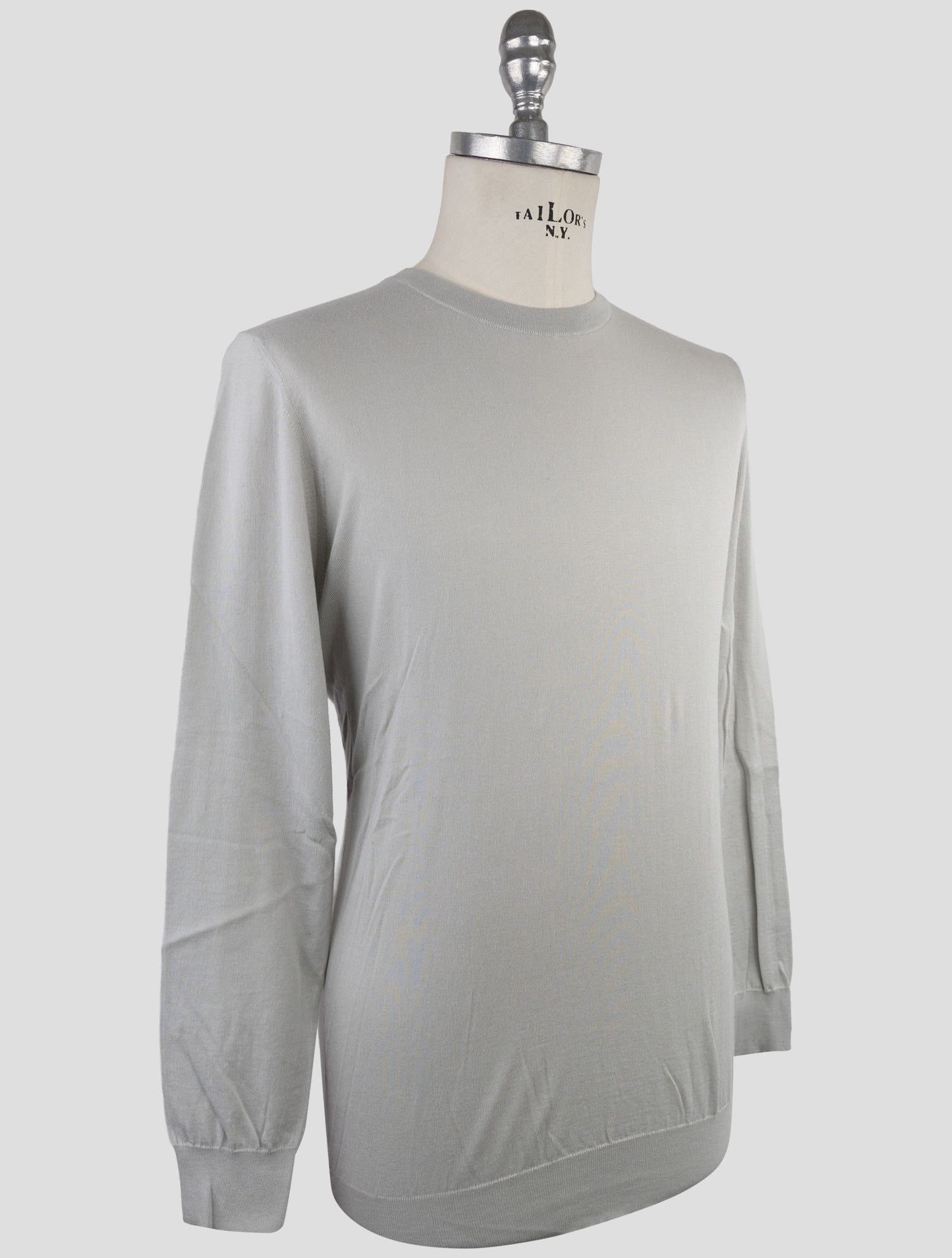 Kiton Gray Cotton Sweater Crewneck