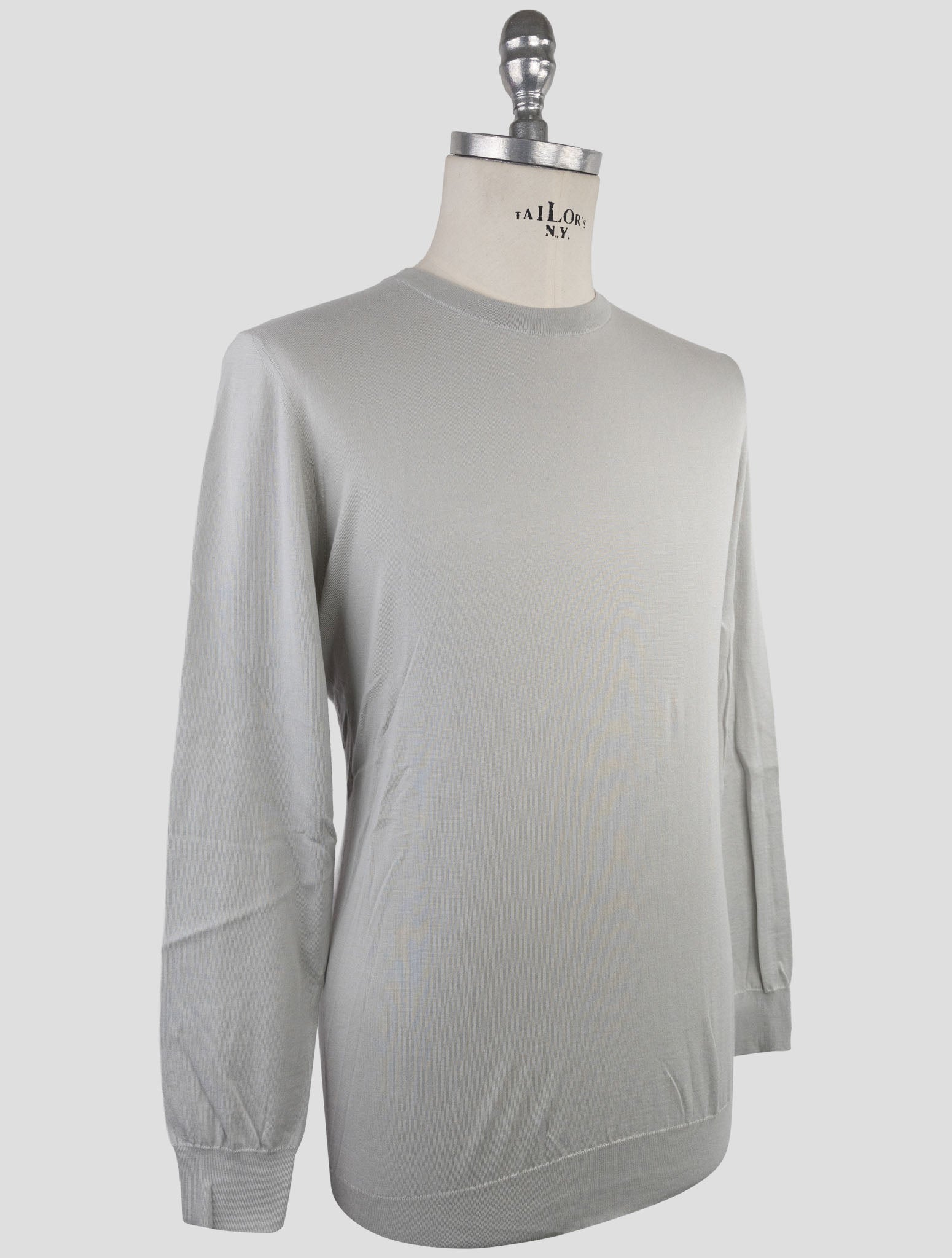 Kiton Gray Cotton Sweater Crewneck