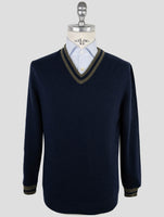 Kiton Blue Green Cashmere Sweater V-Neck