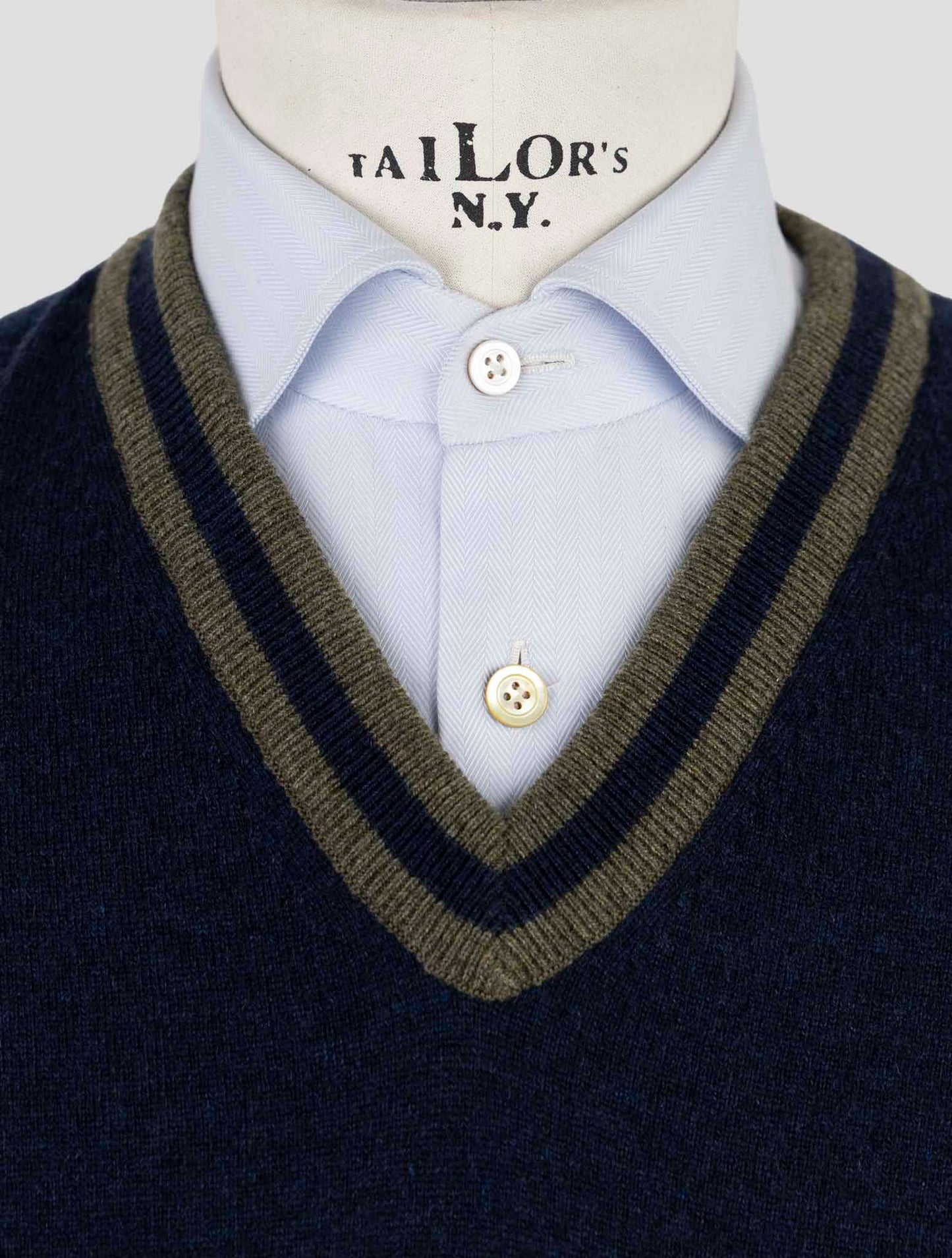 Kiton Blue Green Cashmere Sweater V-Neck