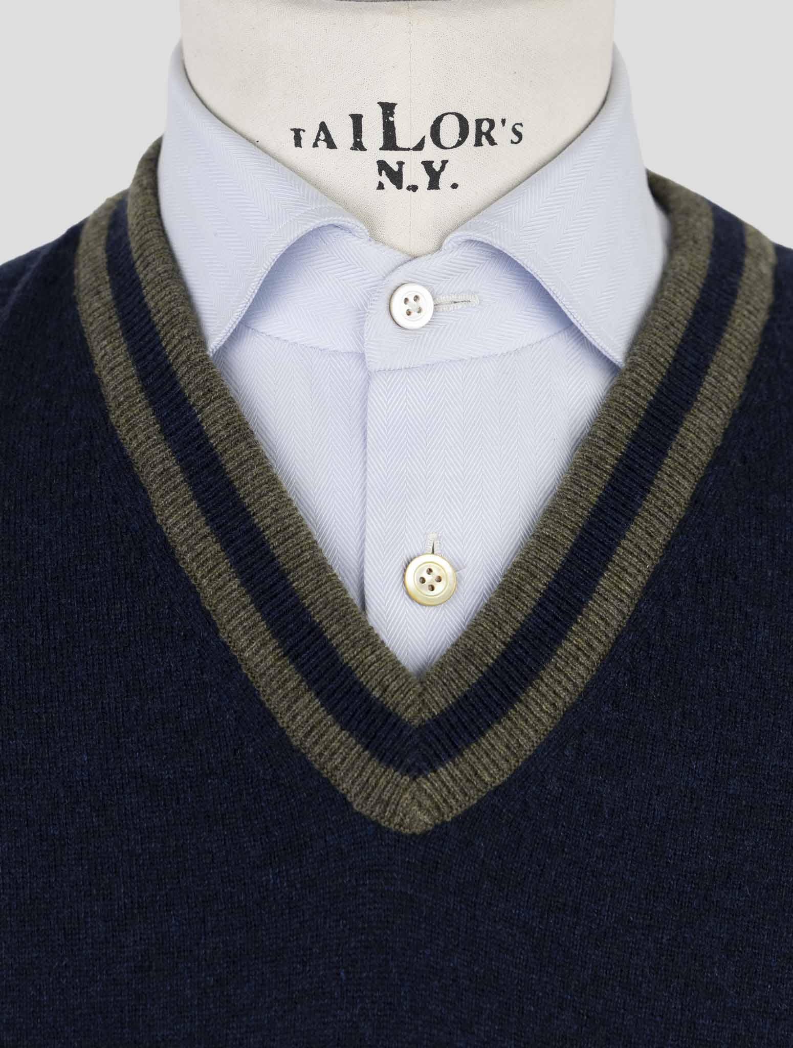 Kiton Blue Green Cashmere Sweater V-Neck