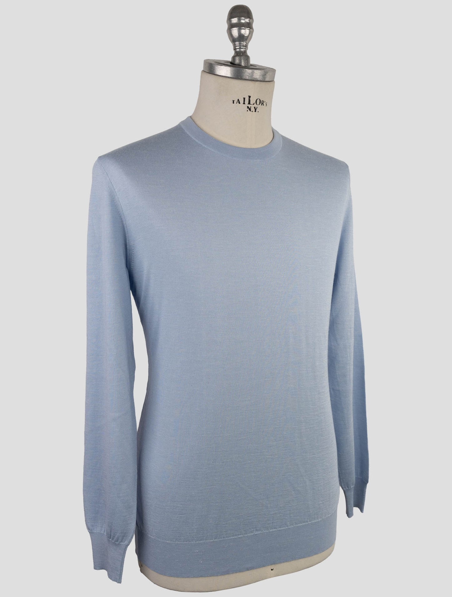 Kiton Light Blue Silk Cashmere Linen Sweater Crewneck