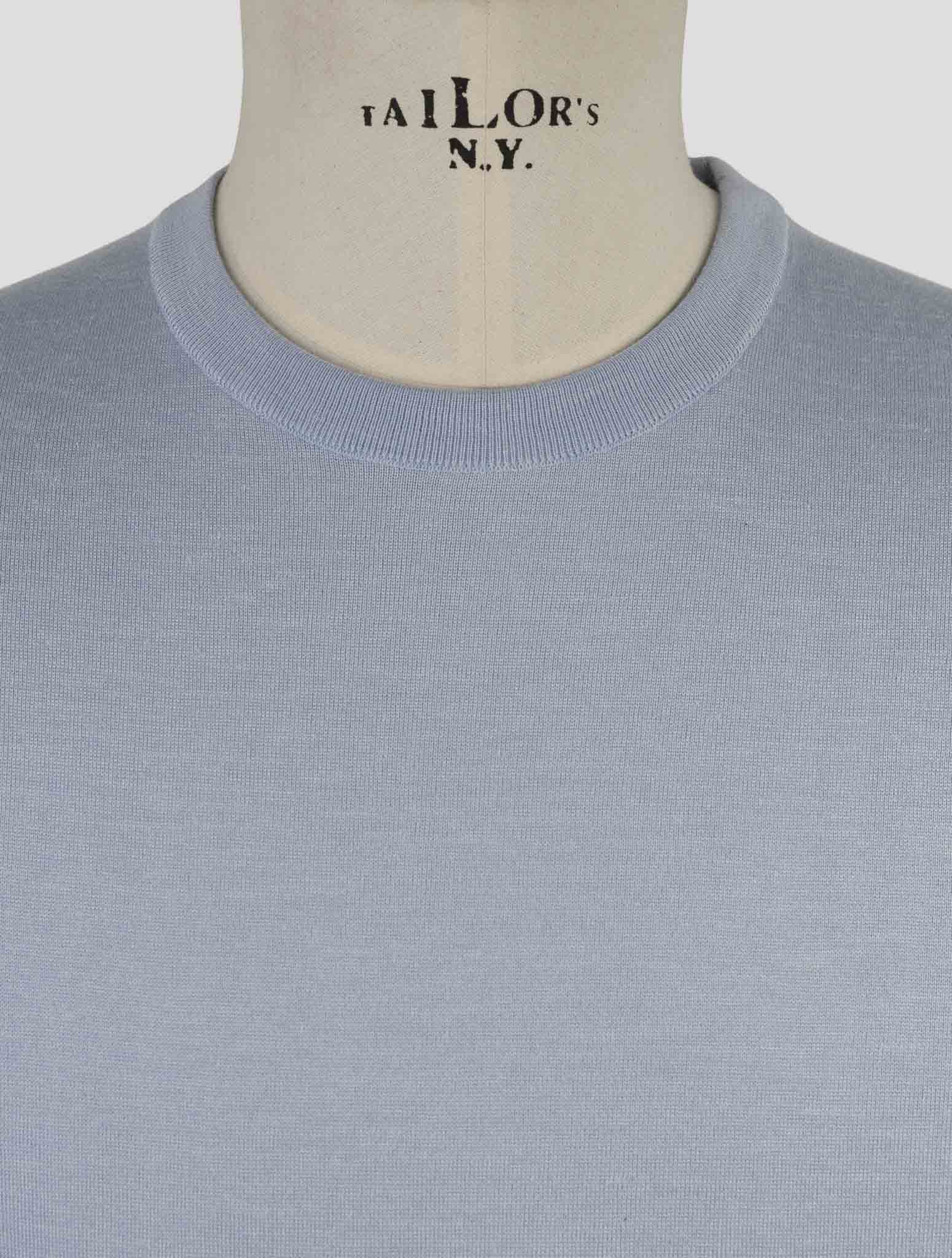 Kiton Light Blue Silk Cashmere Linen Sweater Crewneck