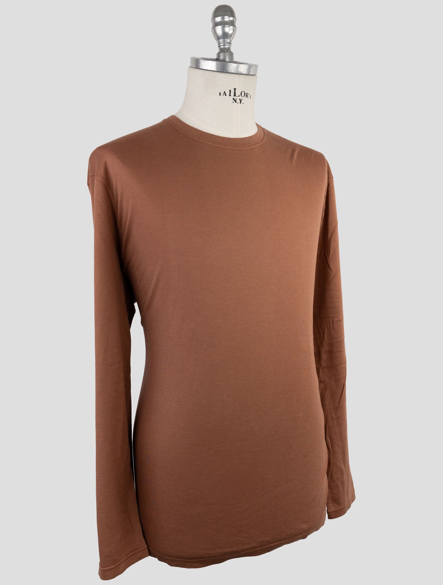 Kiton Brown Cotton Cashmere Sweater Crewneck