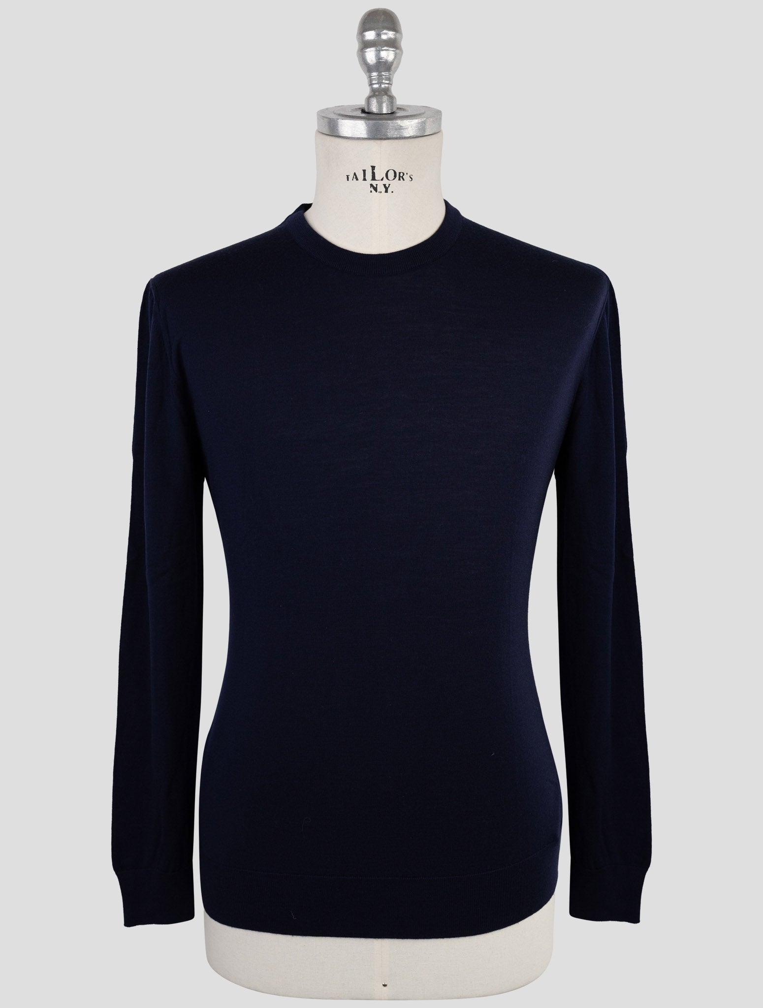 Kiton Blue Wool Sweater Crewneck