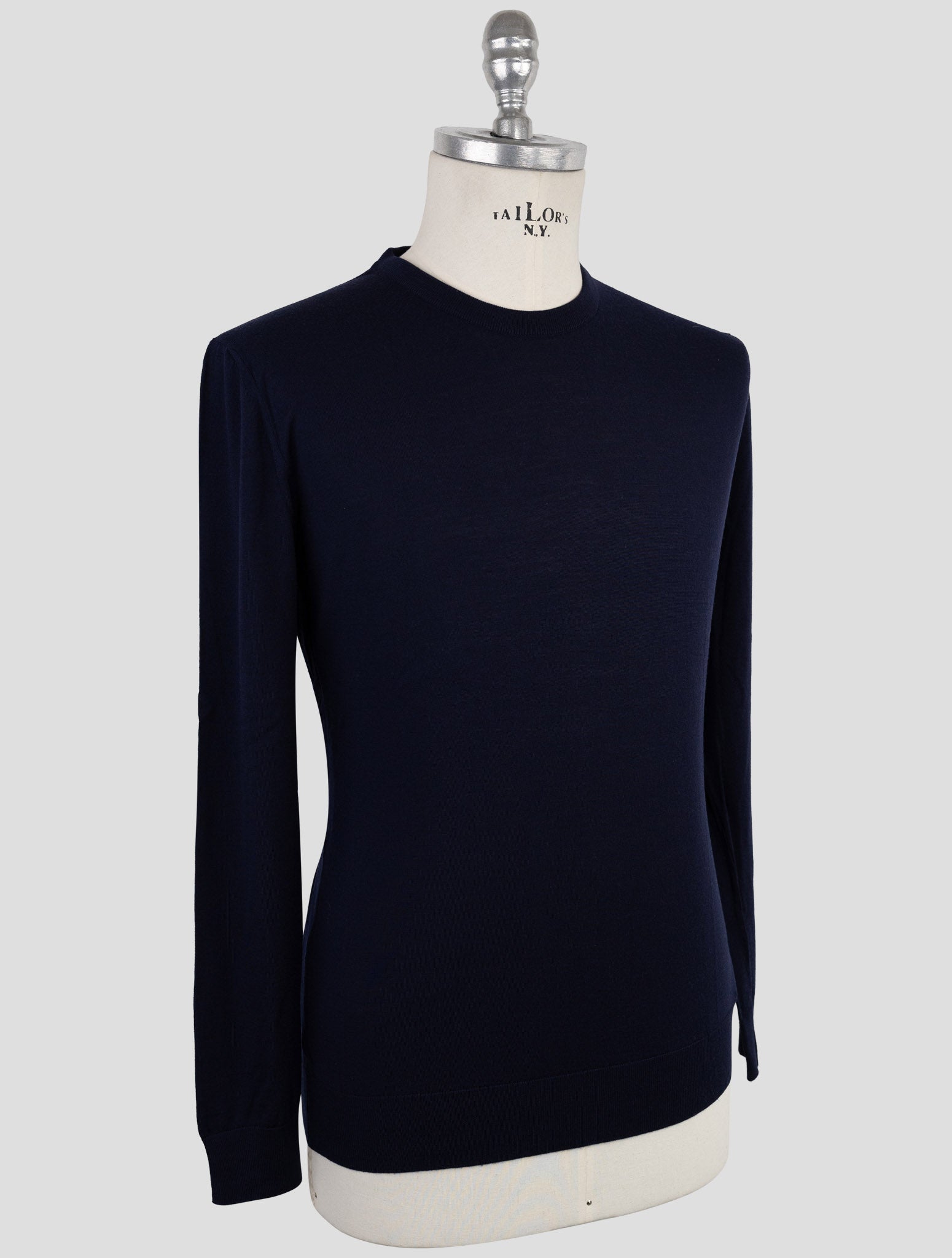 Kiton Blue Wool Sweater Crewneck