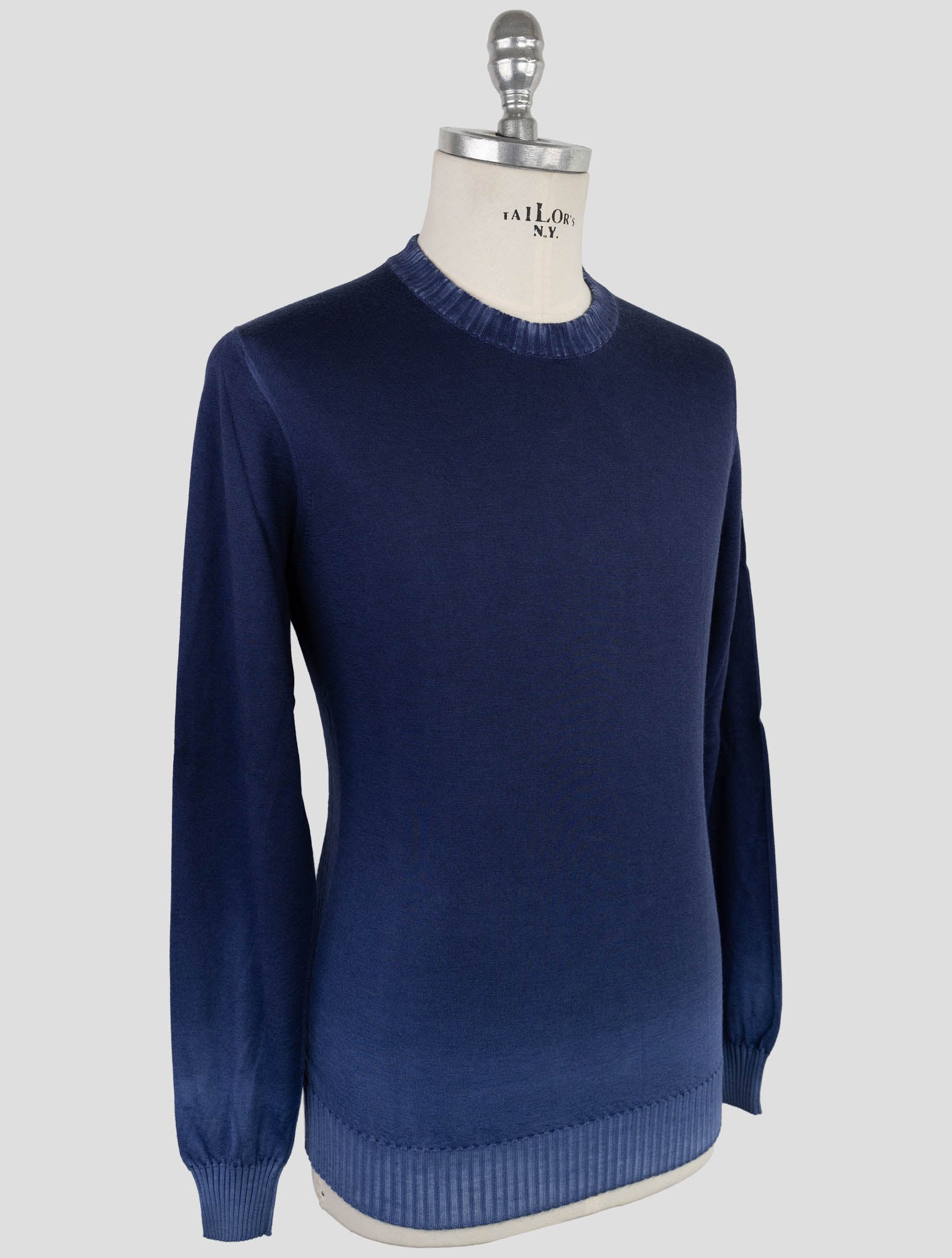 Kiton Blue Cashmere Silk Sweater Crewneck