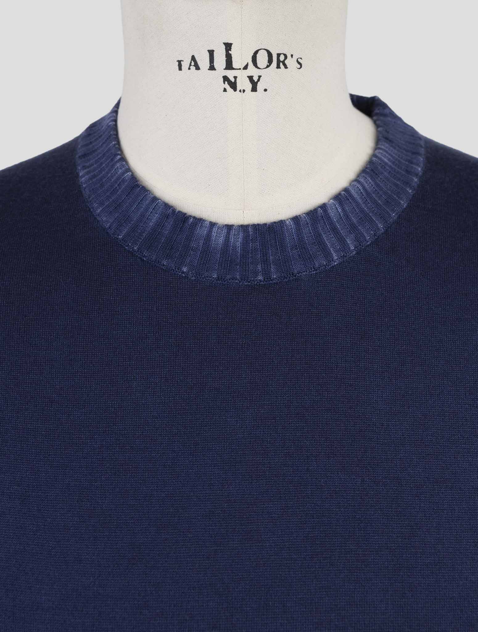 Kiton Blue Cashmere Silk Sweater Crewneck
