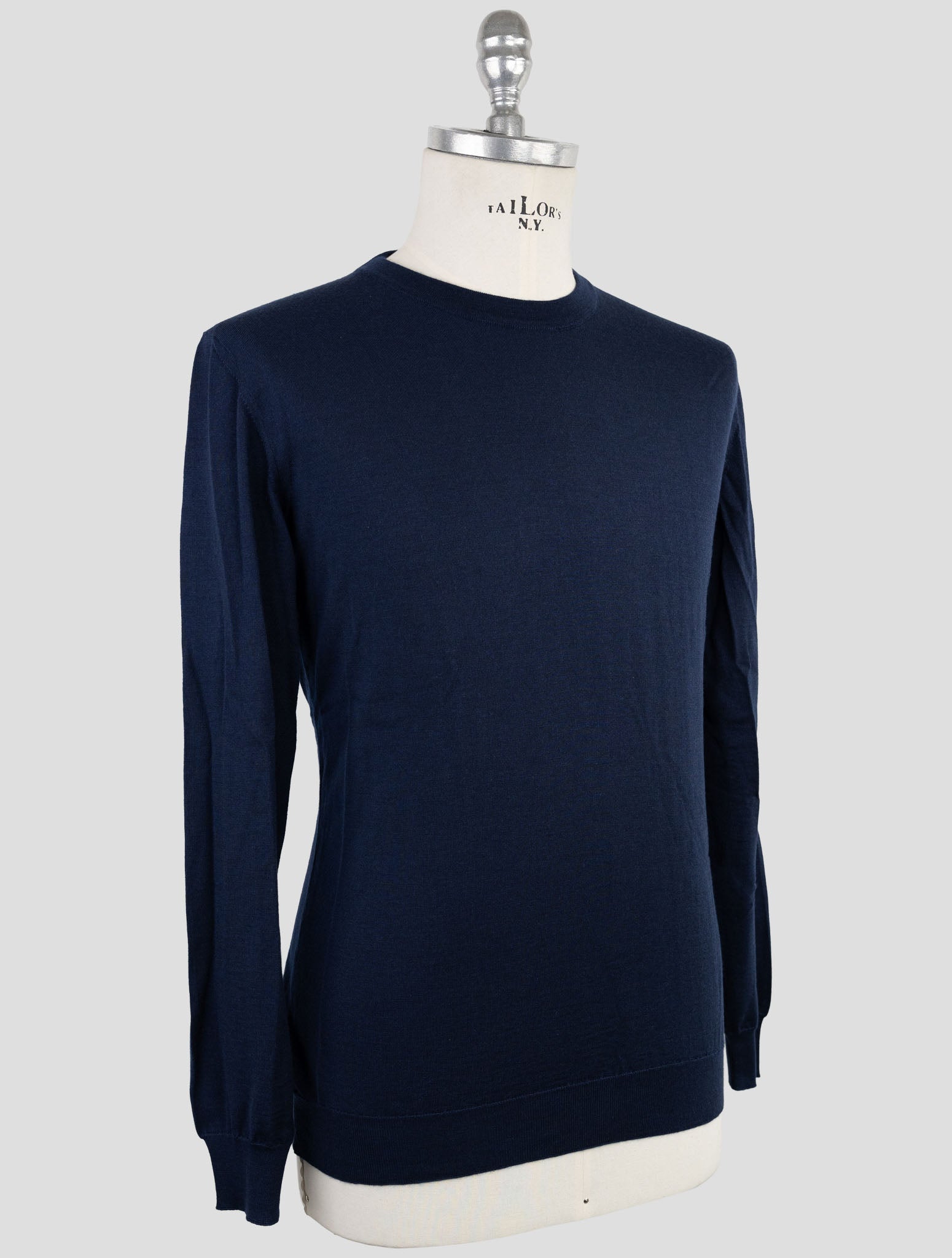Kiton Blue Cashmere Silk Sweater Crewneck
