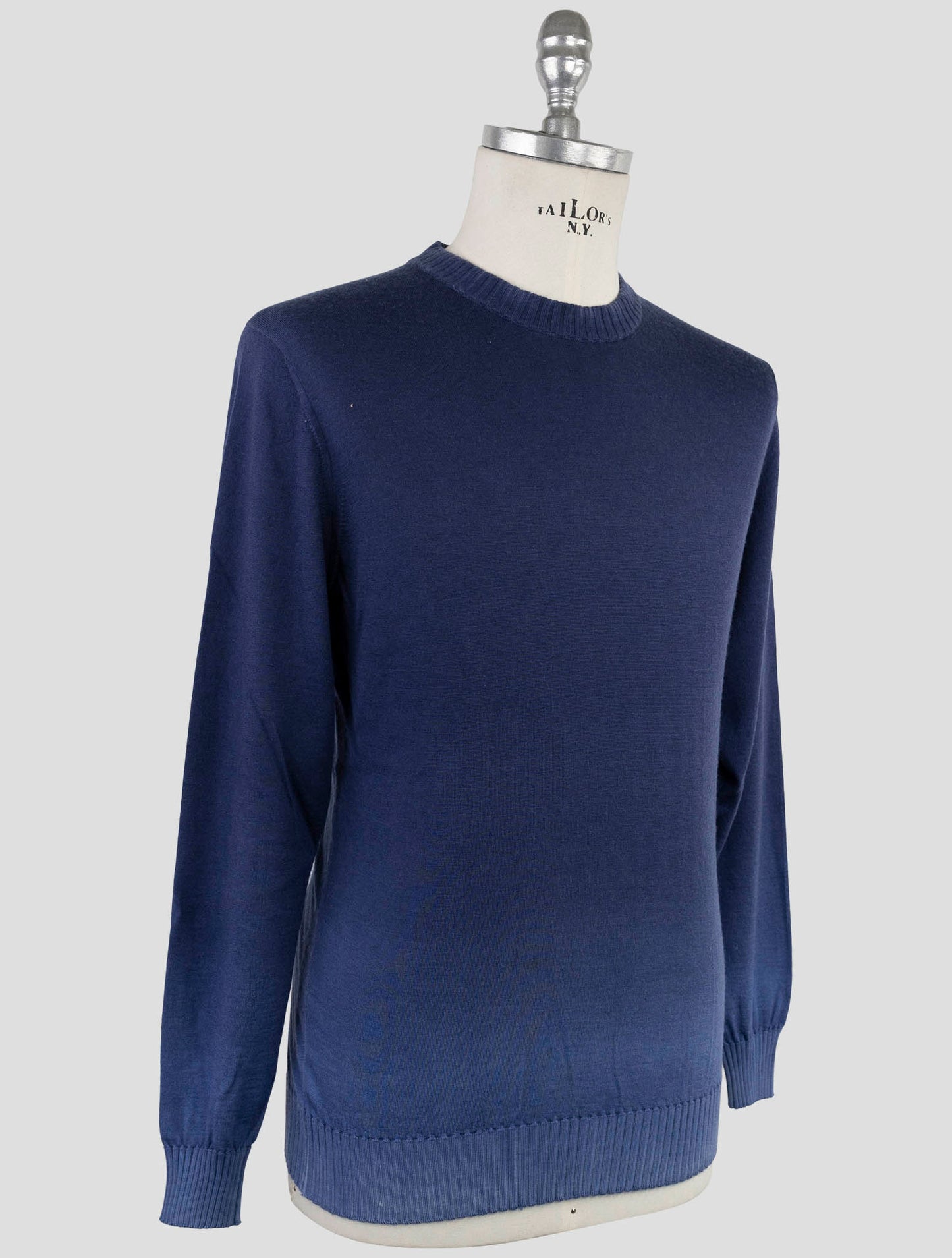 Kiton Blue Cashmere Silk Sweater Crewneck