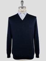 Kiton Blue Cashmere Silk Sweater V-Neck