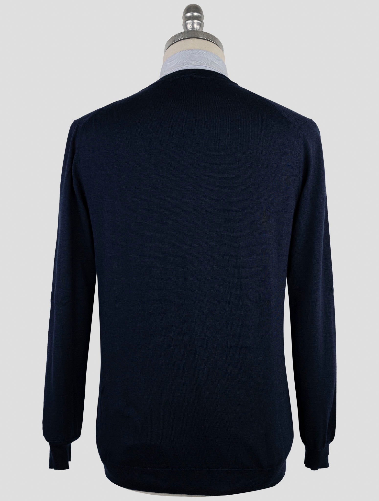 Kiton Blue Cashmere Silk Sweater V-Neck