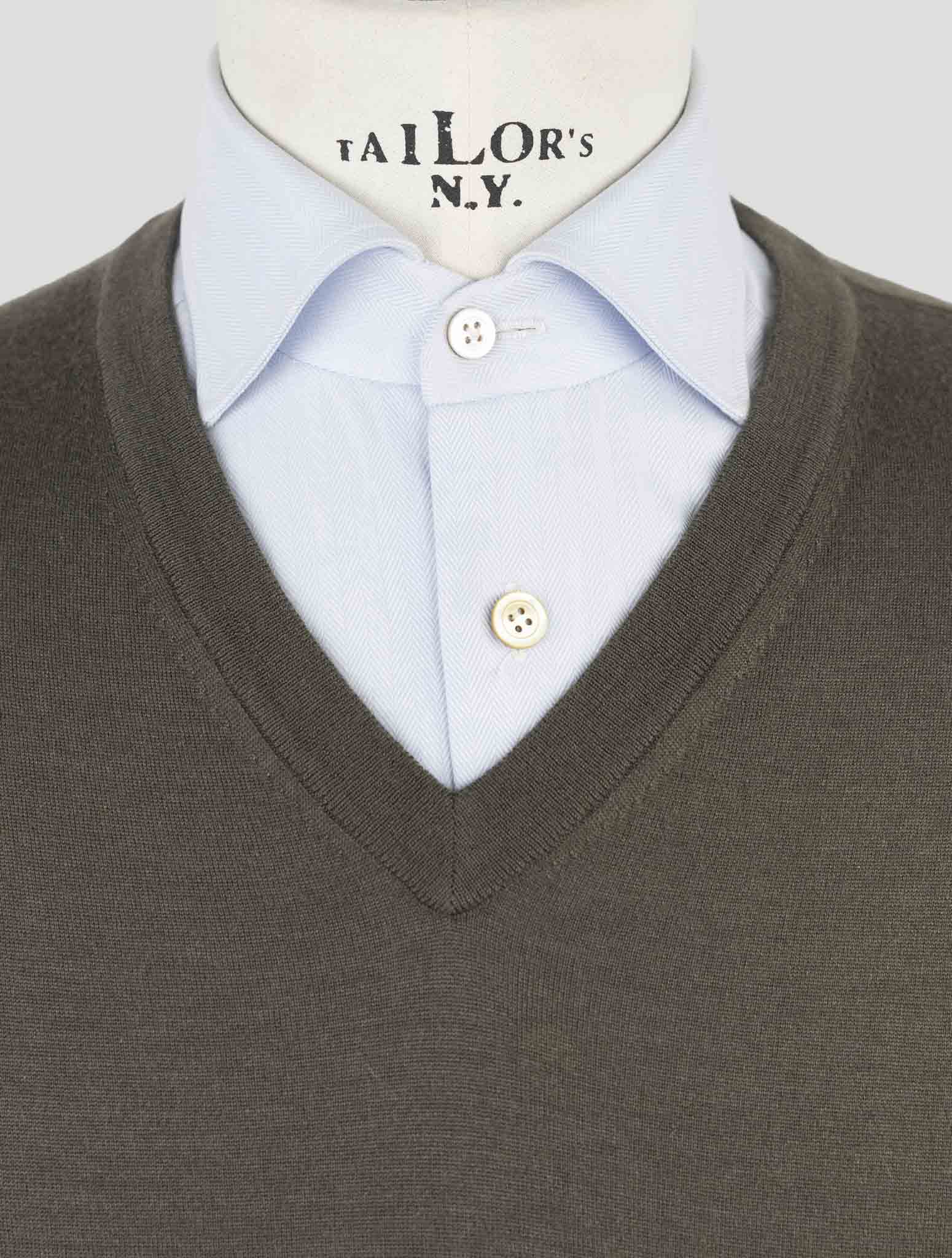 Kiton Green Cashmere Silk Sweater V-Neck