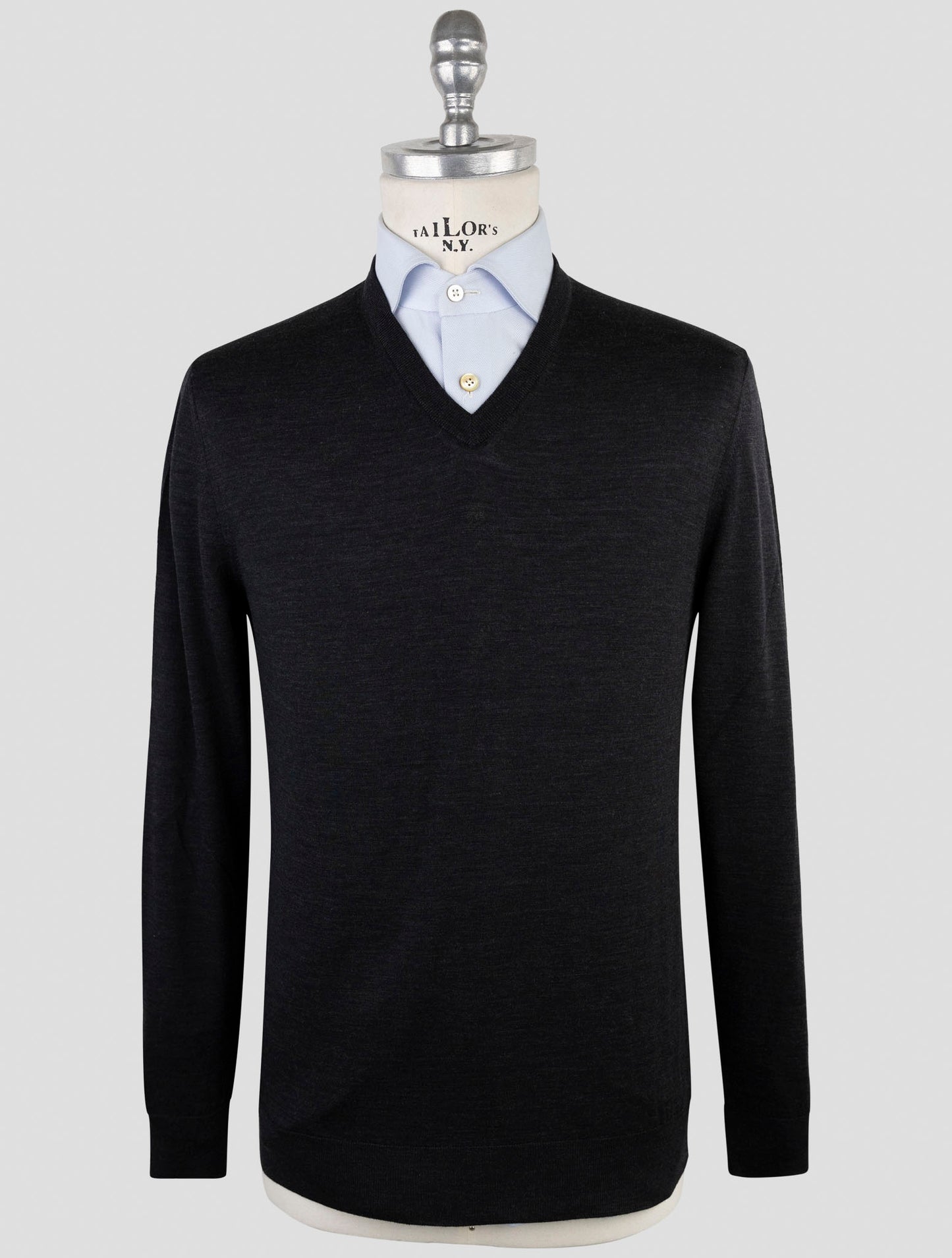 Kiton Dark Gray Wool Sweater V-Neck