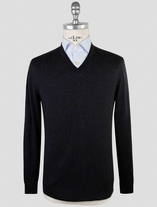 Kiton Dark Gray Wool Sweater V-Neck