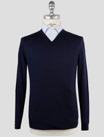 Kiton Blue Wool Sweater V-Neck