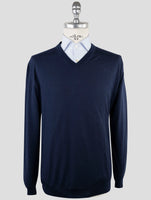 Kiton Blue Wool Sweater V-Neck