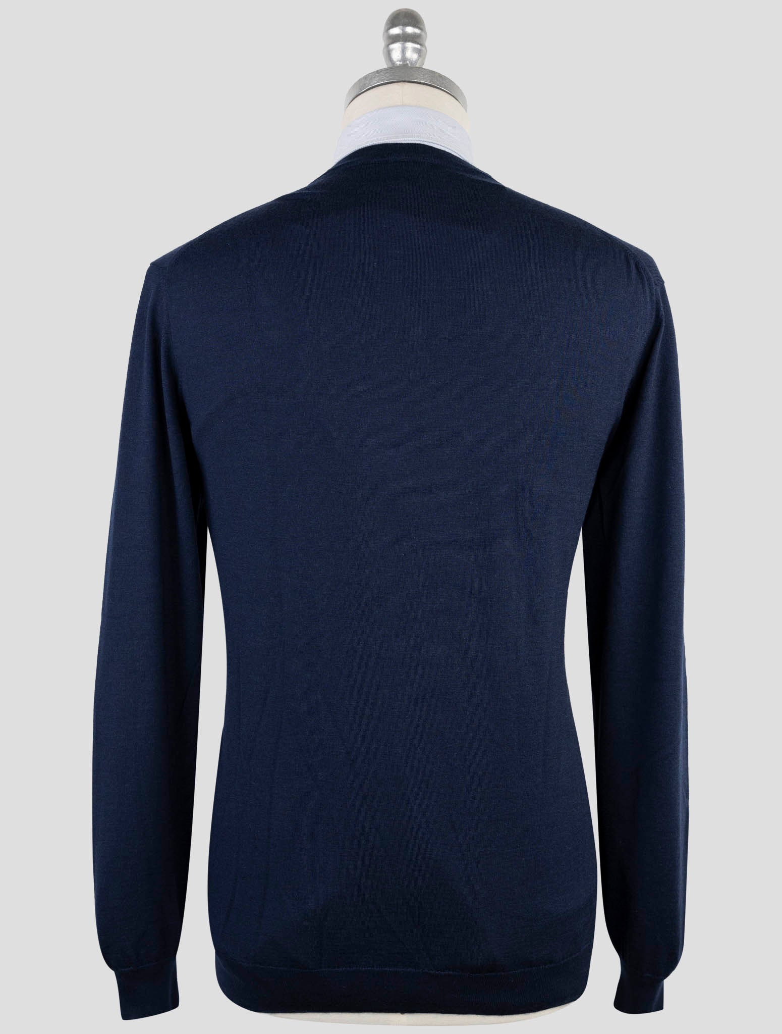 Kiton Blue Wool Sweater V-Neck