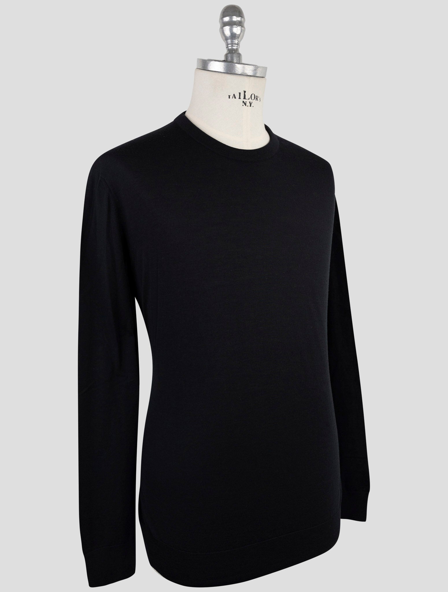 Kiton Black Wool Tsweater Crewneck