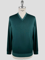Kiton Green Cashmere Silk Sweater V-Neck