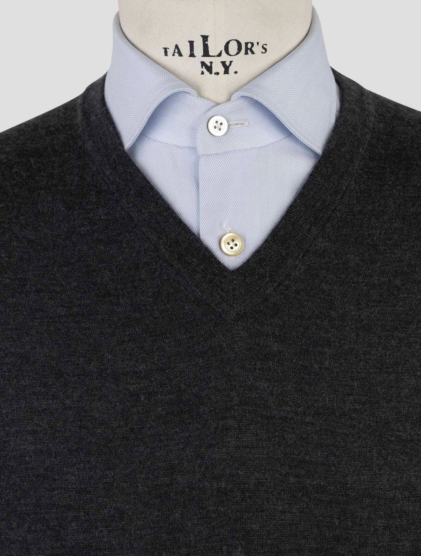 Kiton Gray Cashmere Silk Sweater V-Neck