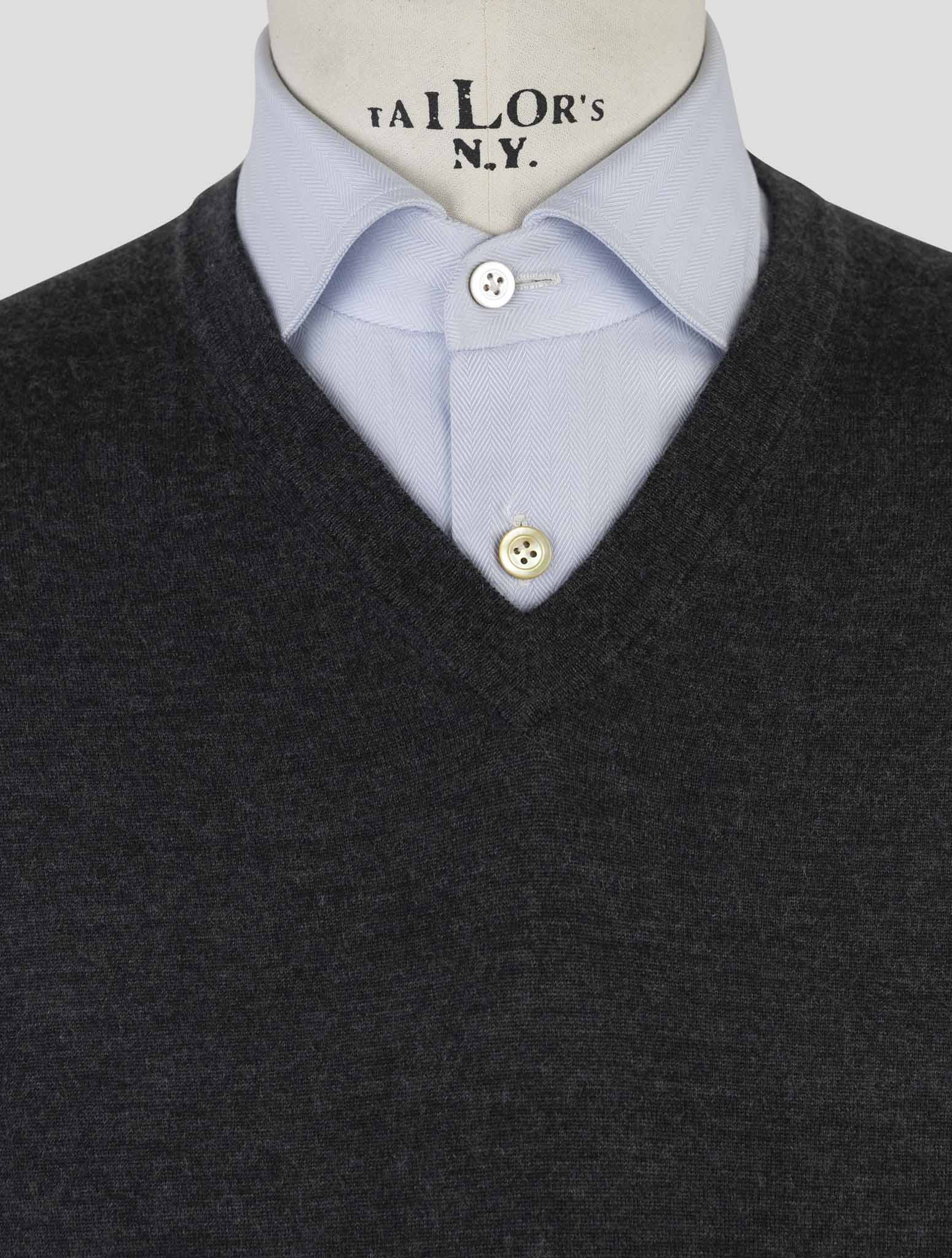 Kiton Gray Cashmere Silk Sweater V-Neck