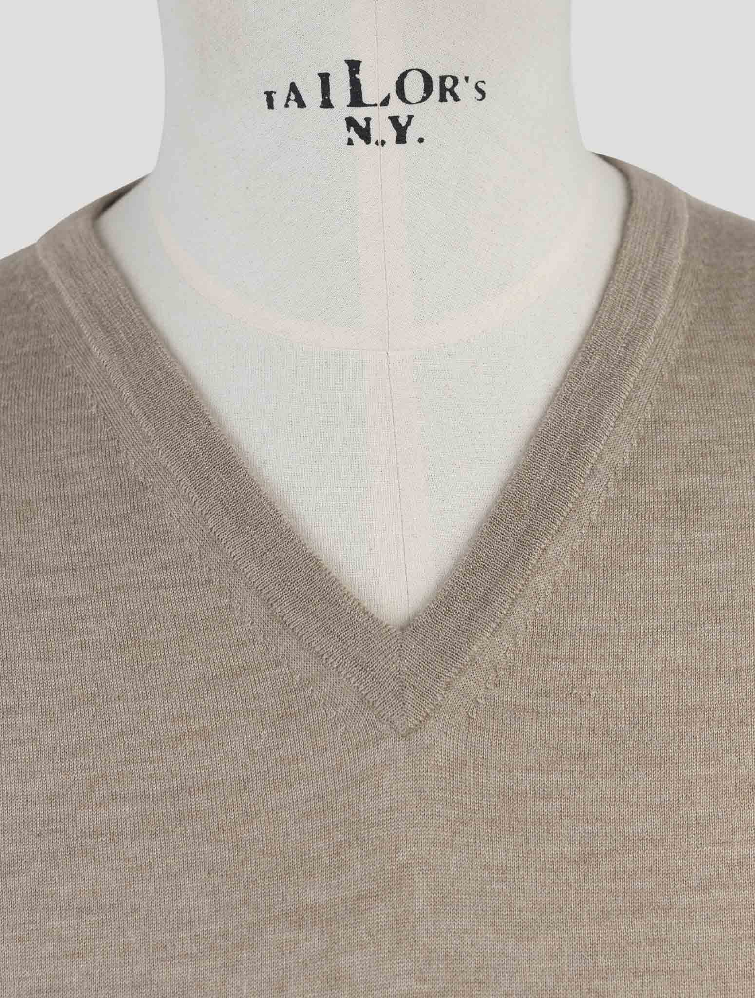 Kiton Beige Cashmere Silk Sweater V-Neck