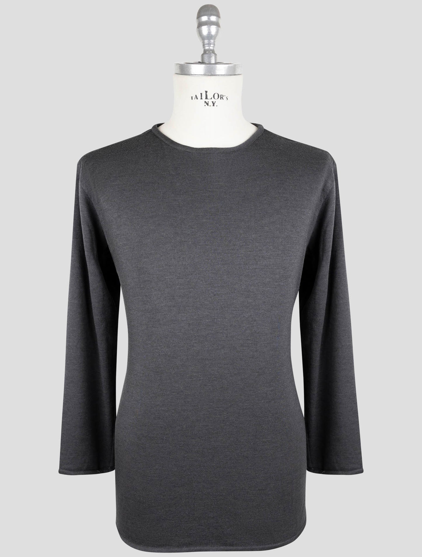 Kiton Gray Cashmere Silk Sweater Crewneck