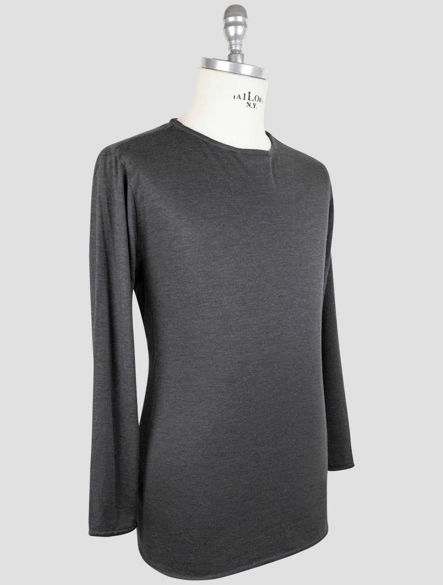 Kiton Gray Cashmere Silk Sweater Crewneck