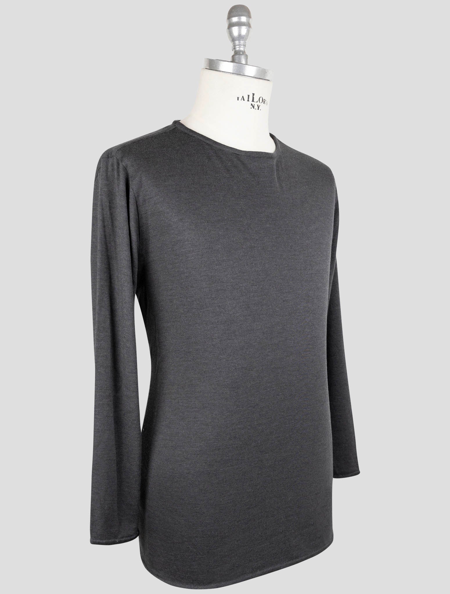 Kiton Gray Cashmere Silk Sweater Crewneck