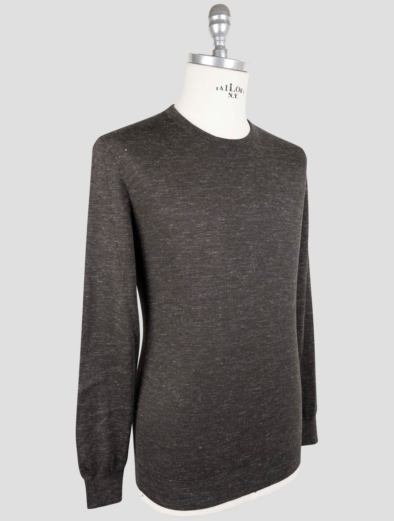 Kiotn Brown Silk Cashmere Linen Sweater Crewneck