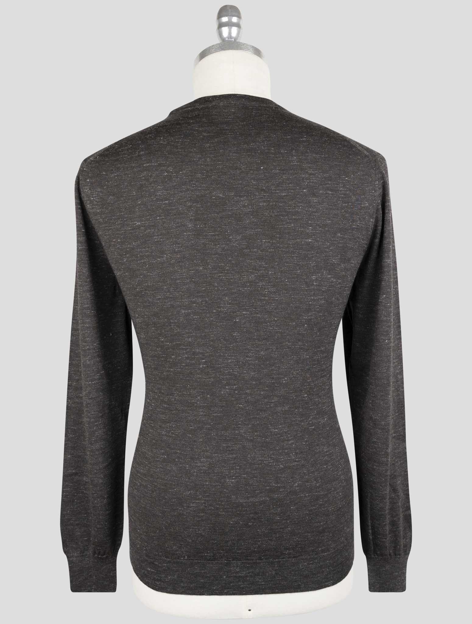 Kiotn Brown Silk Cashmere Linen Sweater Crewneck