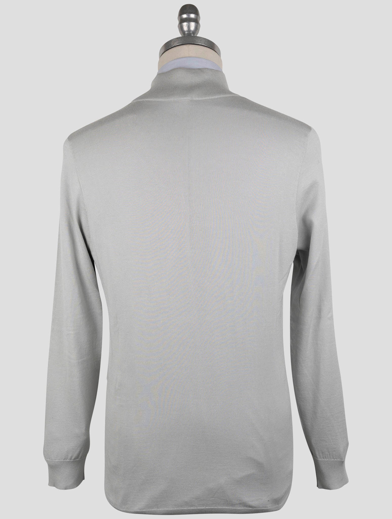 Kiton Gray Cotton Sweater Half Zip