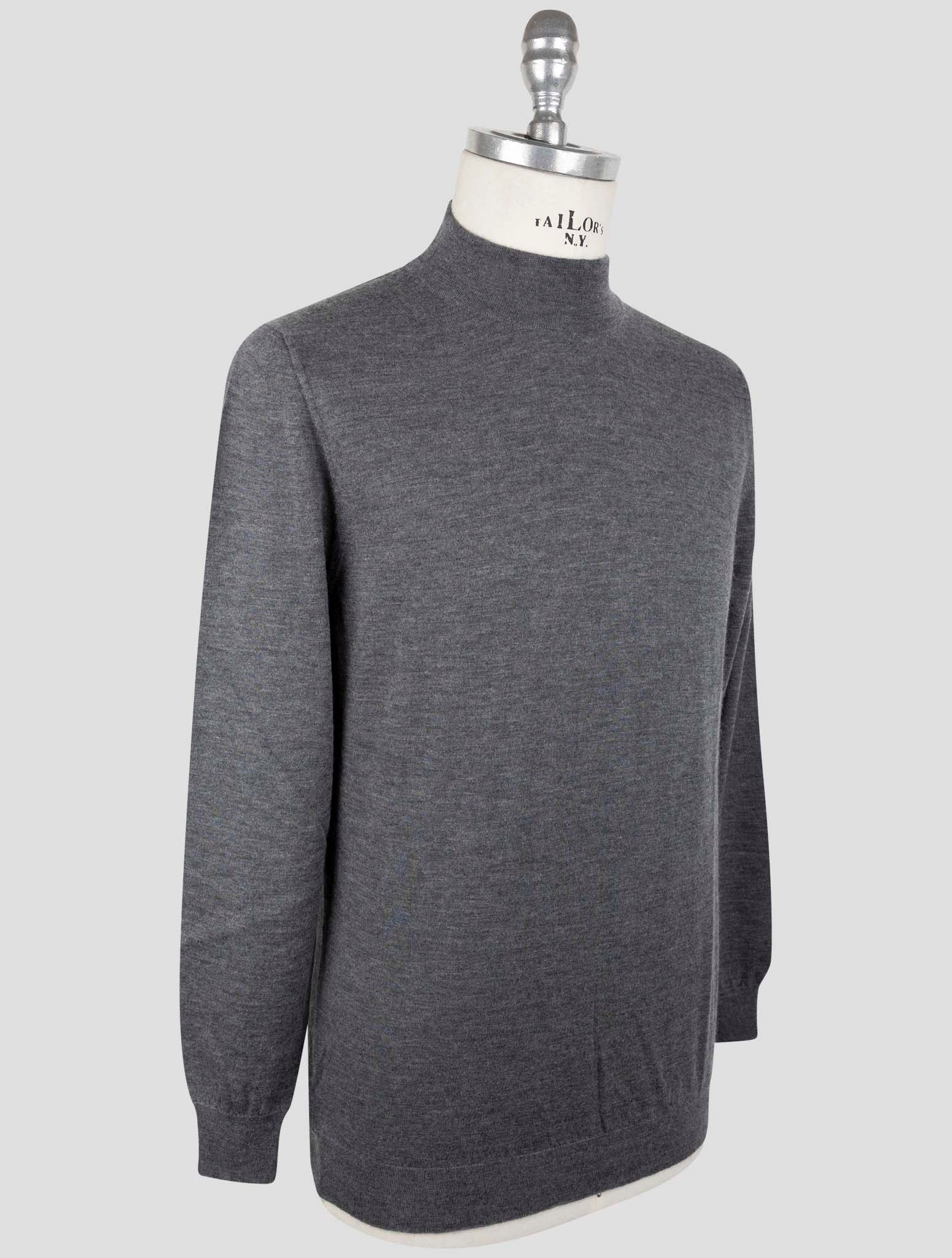 Kiton Gray Cashmere Silk Sweater Half Neck