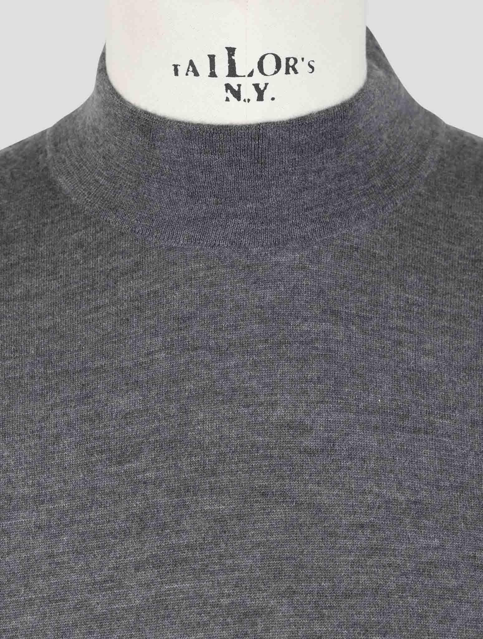 Kiton Gray Cashmere Silk Sweater Half Neck