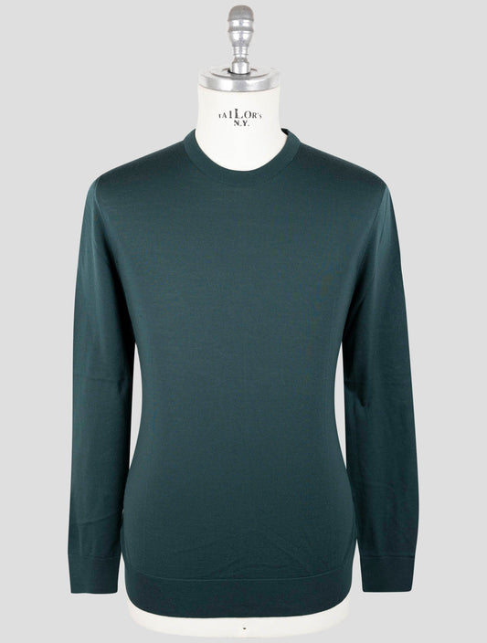 Kiton Green Wool 14 Micron Sweater Crewneck