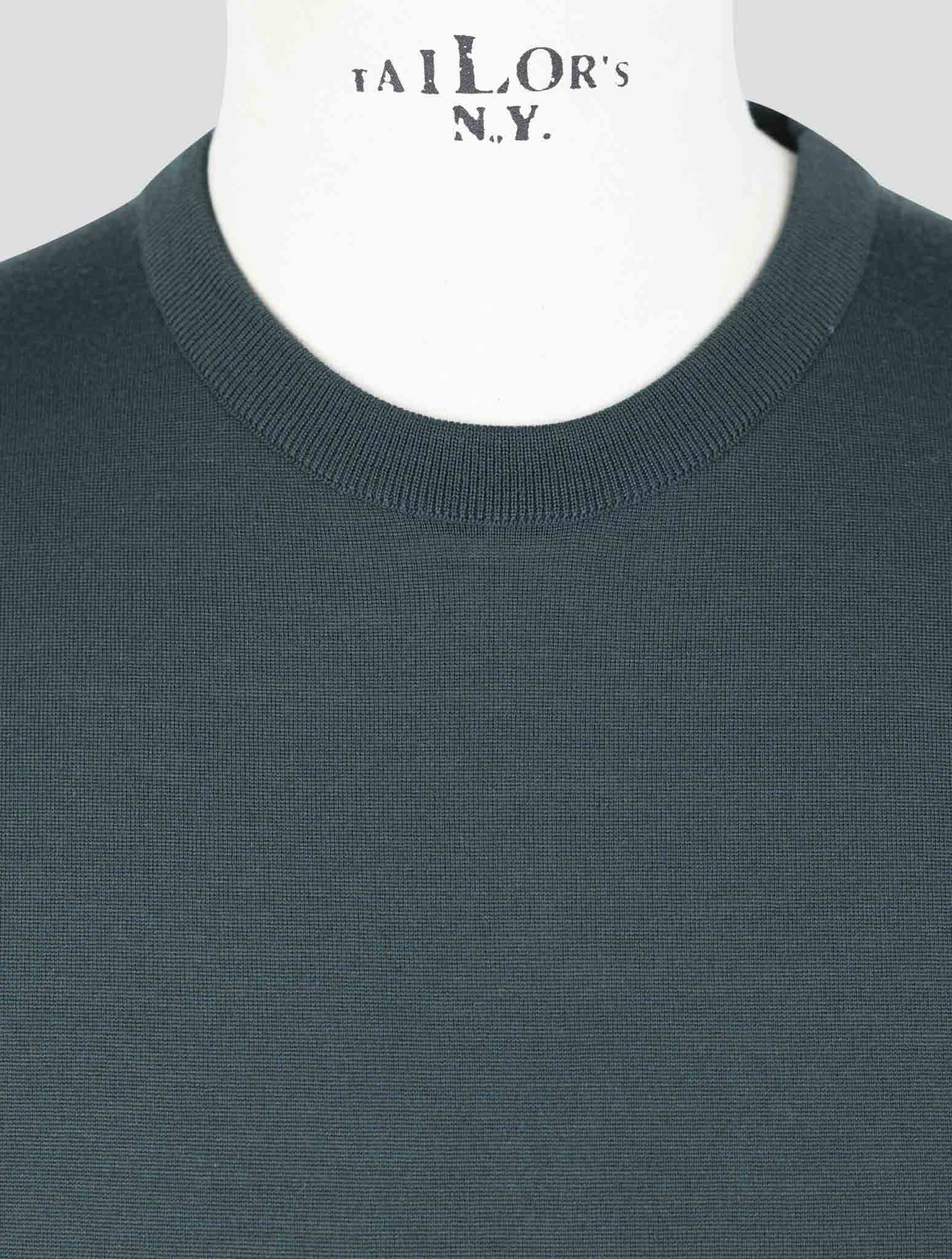 Kiton Green Wool 14 Micron Sweater Crewneck