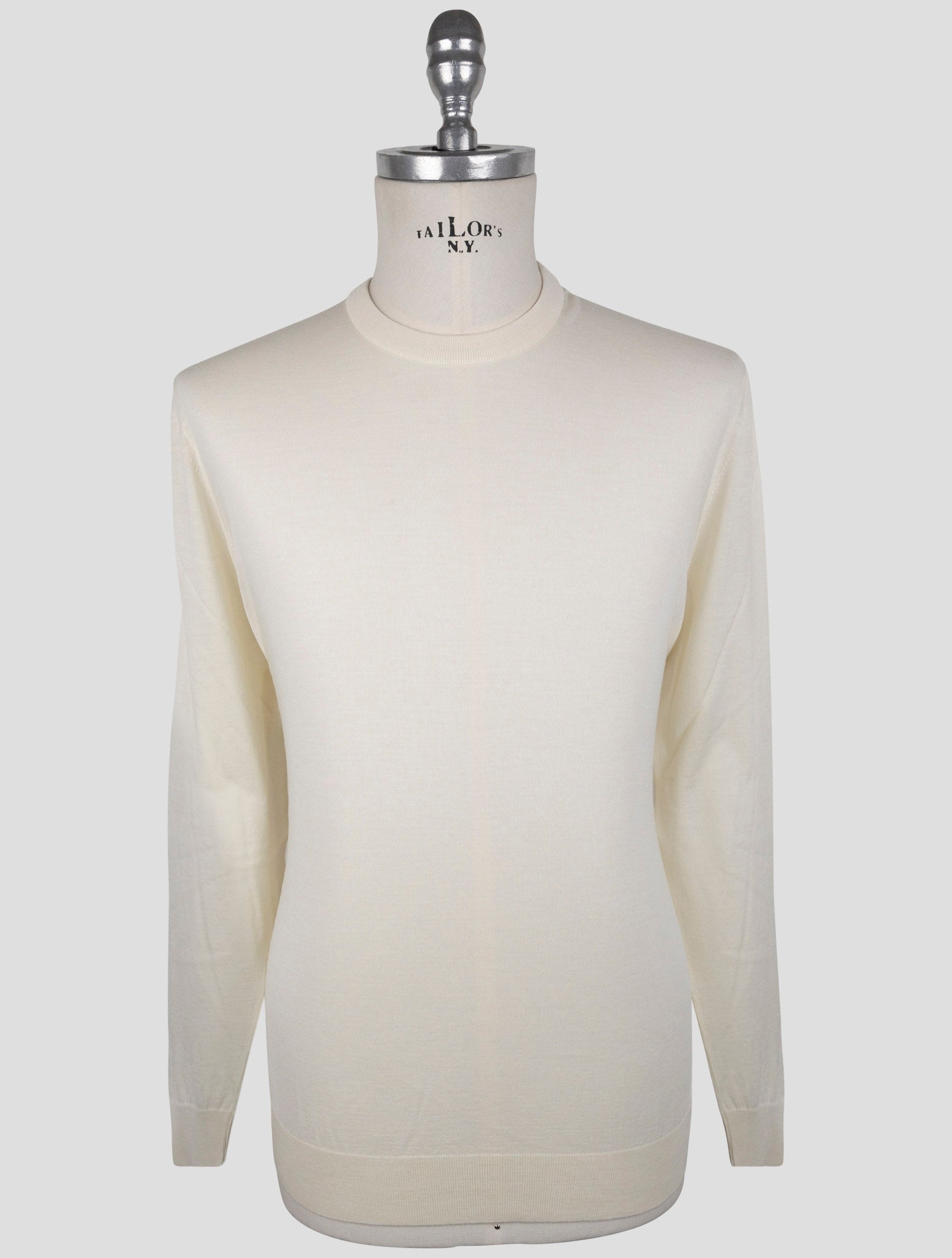 Kiton Beige Wool 14 Micron Sweater Crewneck